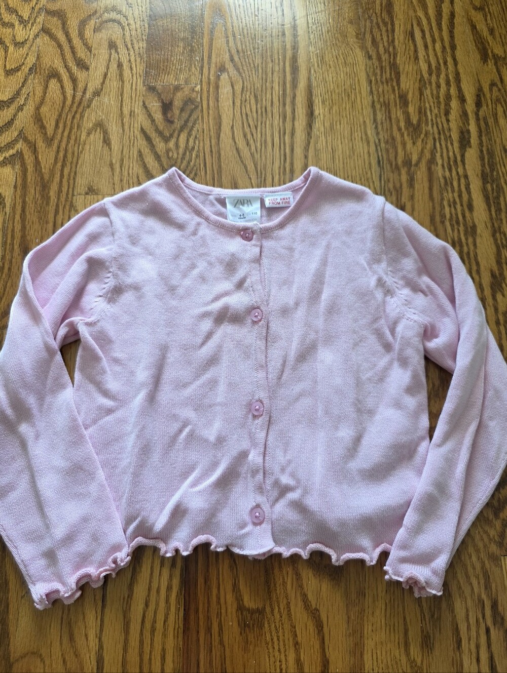 Zara Pink Ruffle-Edge Button Cardigan